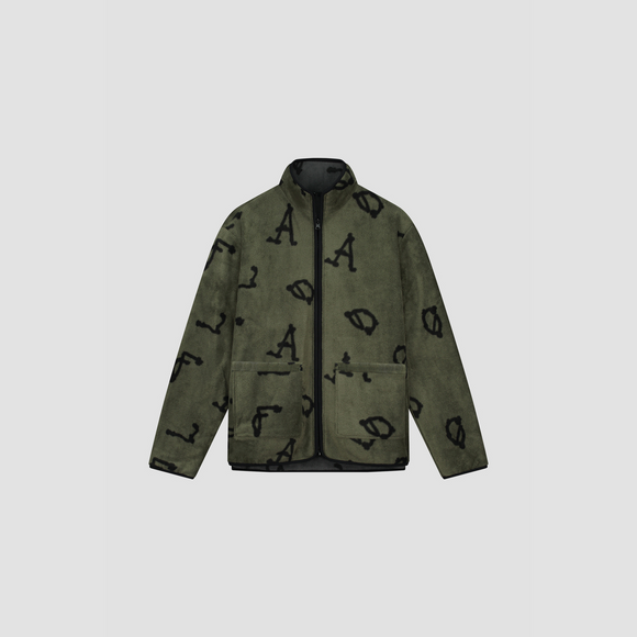 Fleece Reversible Zip Up - Black / Green