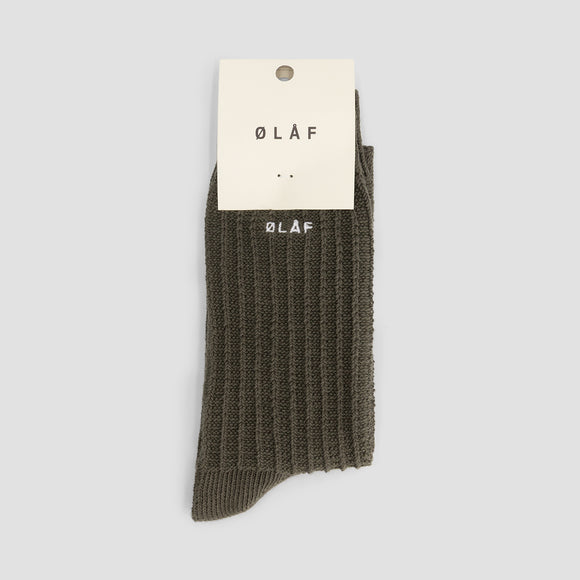 Waffle Socks - Olive Night