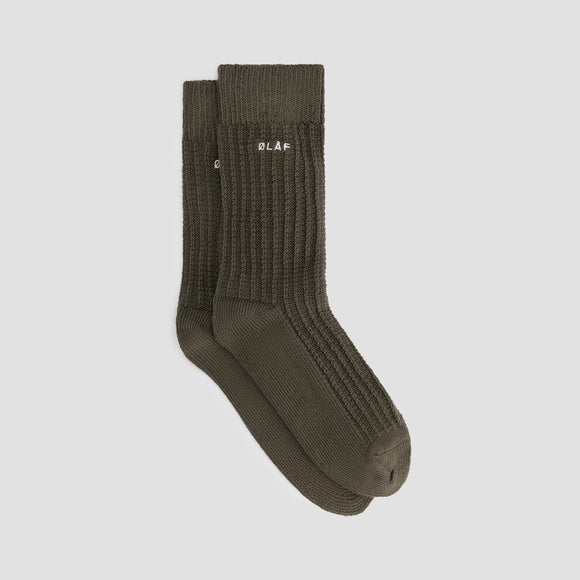 Waffle Socks - Olive Night