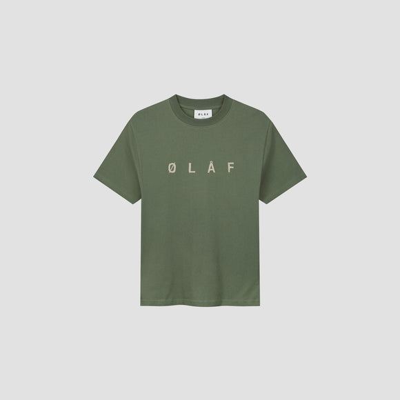 Sans Embroidered Tee - Pewter Green
