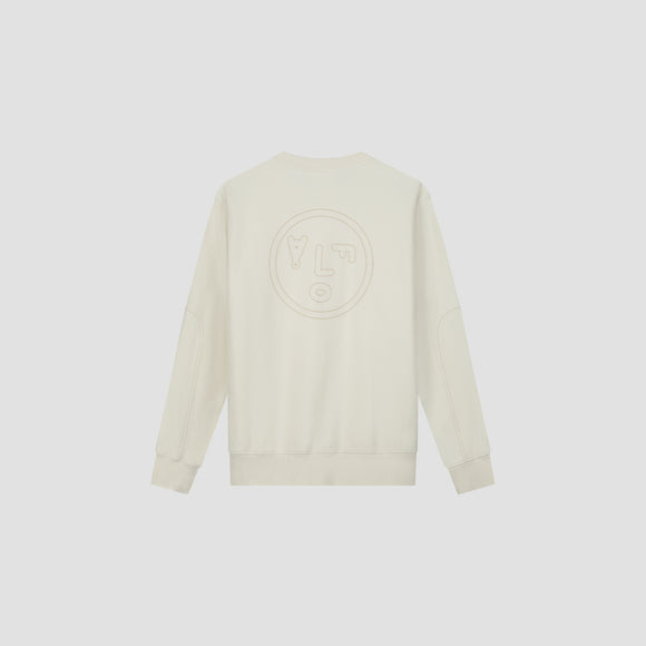 Face Chainstitch Crewneck - Off White