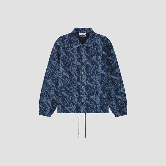 Water AOP Denim Coach Jacket - Blue