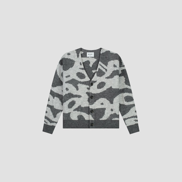 Wavy Drift Knitted Cardigan - Grey