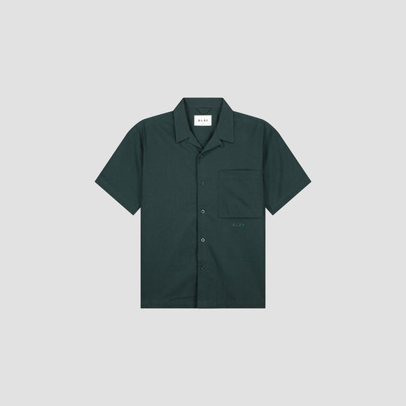 Linen Camp SS Shirt - Dark Green