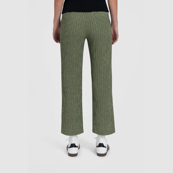 WMN Seersucker Slim Trousers - Green Check