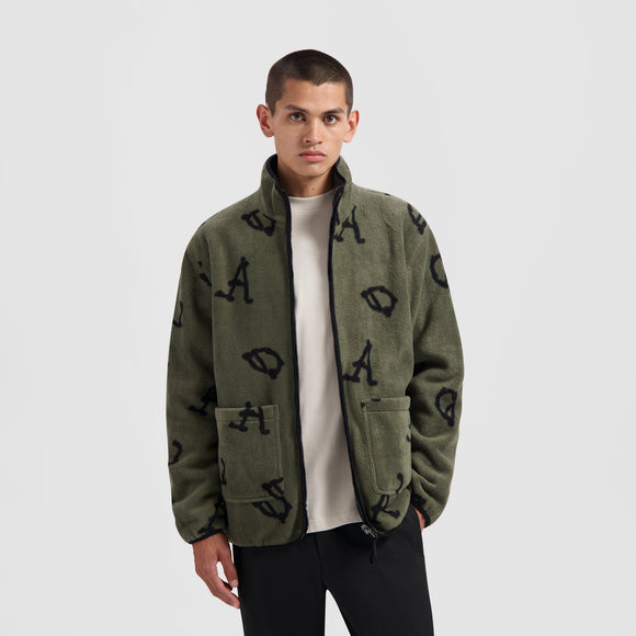 Fleece Reversible Zip Up - Black / Green