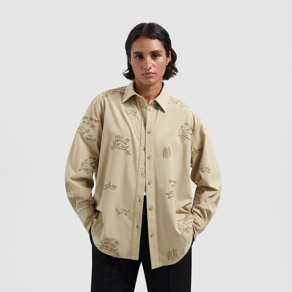 WMN Creature Embro Shirt - Beige