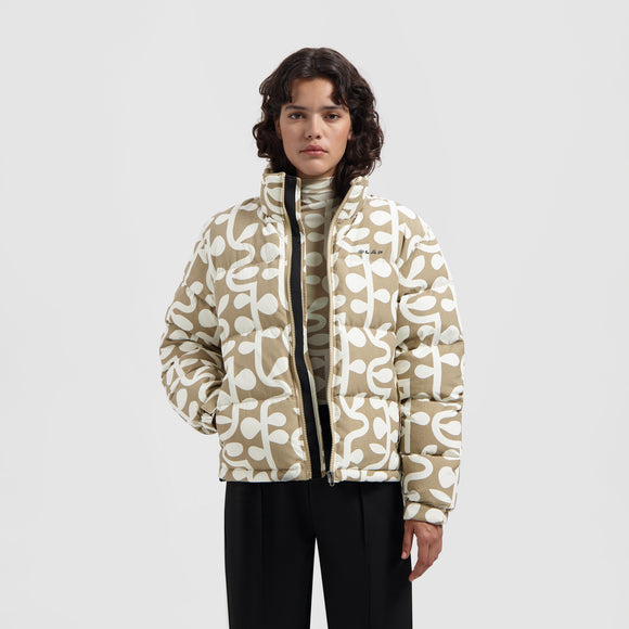 WMN Vine AOP Puffer Jacket - Beige / Off White