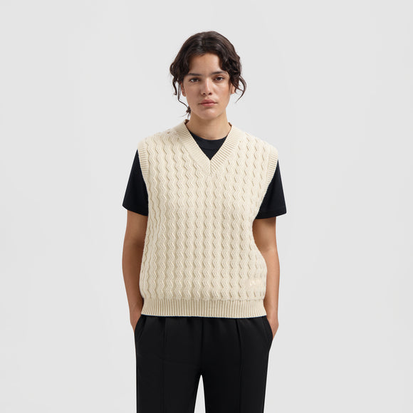 WMN Wavy Knit Vest - Off White