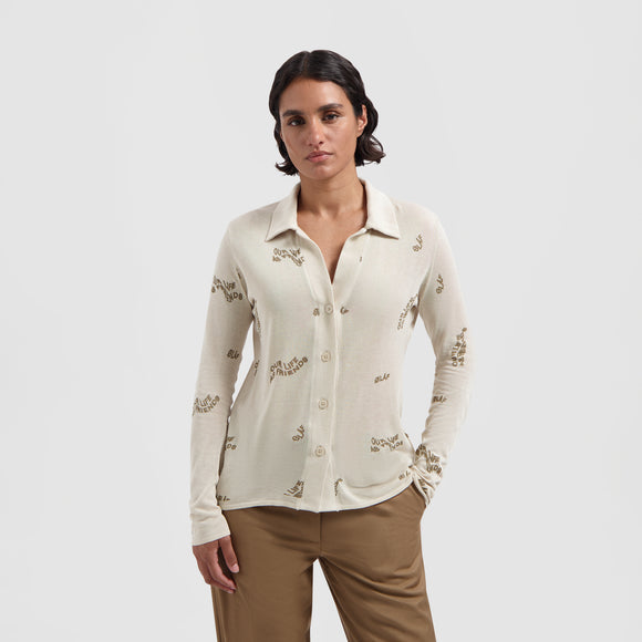 WMN AOP Sheer Shirt - Sand