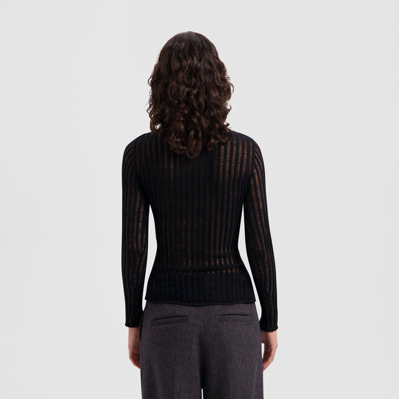 WMN Ladder Knit Shirt - Black