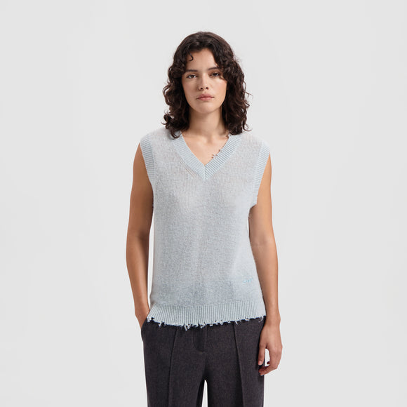 WMN Mohair Knitted Vest - Soft Blue