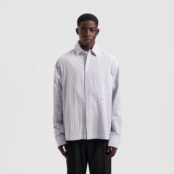 Seersucker Boxy Shirt - Blue