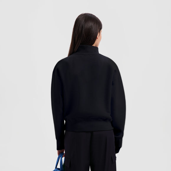 WMN Outline Logo Zip Mock - Black