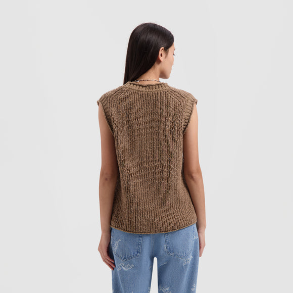 WMN Slub Vest - Tan Brown