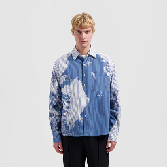 Diver Stripe Boxy Shirt - Mid Blue / Navy