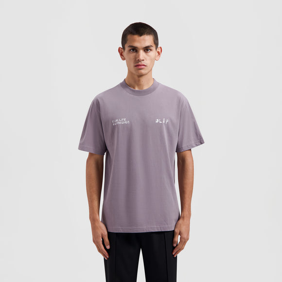 Dual Logo Tee - Stone Grey