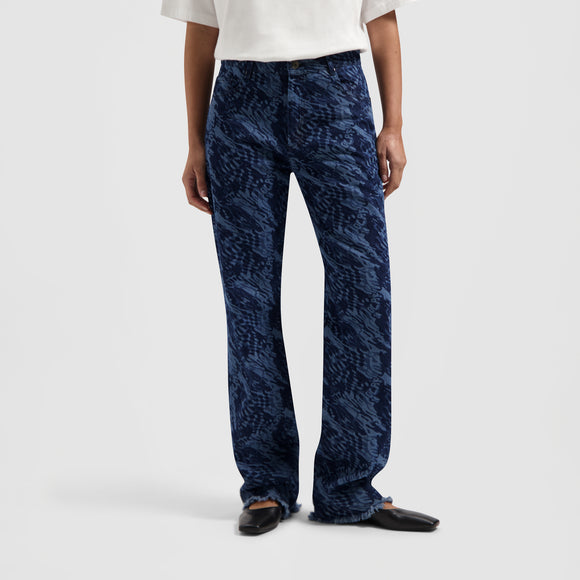 WMN Water AOP Denim Pants - Blue