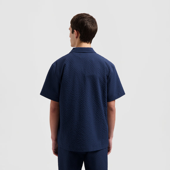 Seersucker Shirt SS - Navy