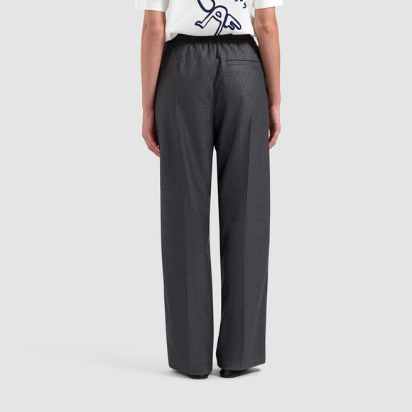 Stripe Elasticated Wide Leg Pants - Grey