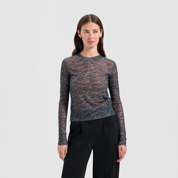 Wind AOP LS Top - Black