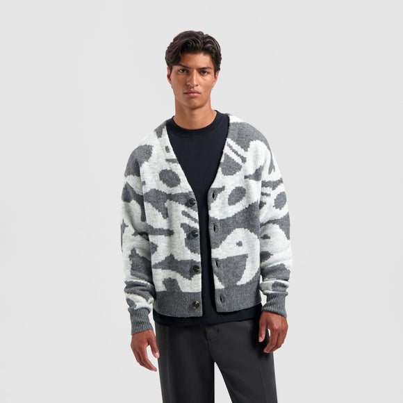 Wavy Drift Knitted Cardigan - Grey