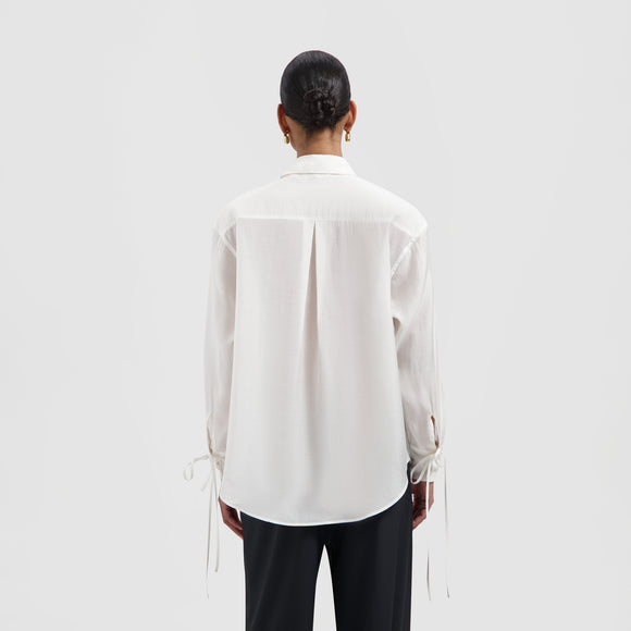 Semi Sheer Tie Detail Shirt