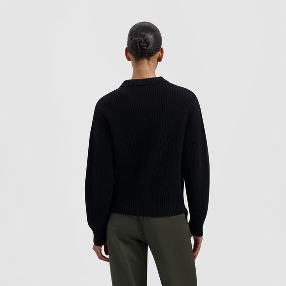 Knitted Zip Cardigan - Black