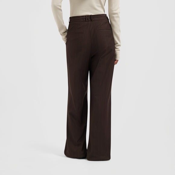Pinstripe Tailored Trousers - Hot Fudge
