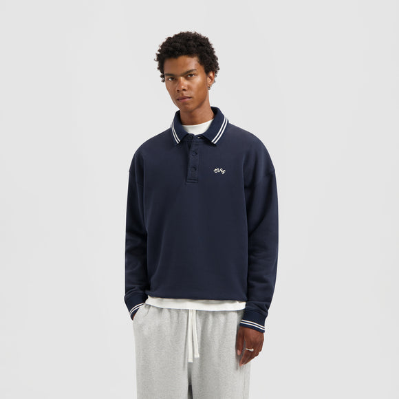 Tipping Detail Oversized Polo - Navy