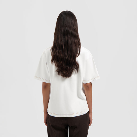 Contrast Retro Logo Boxy Tee - Optical White