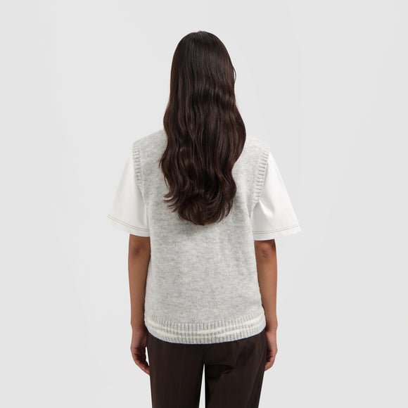 Crafted Detail Knit Vest - Heather Grey