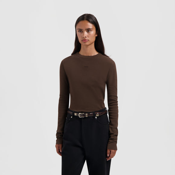 Waffle Top Long Sleeve - Hot Fudge
