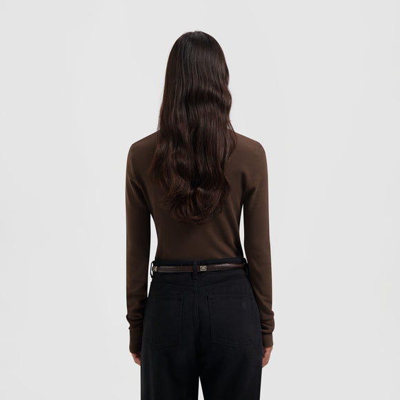 Waffle Top Long Sleeve - Hot Fudge