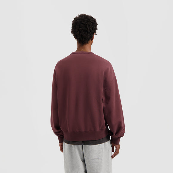 Washed Signature Boxy Crewneck - Rum Raisin