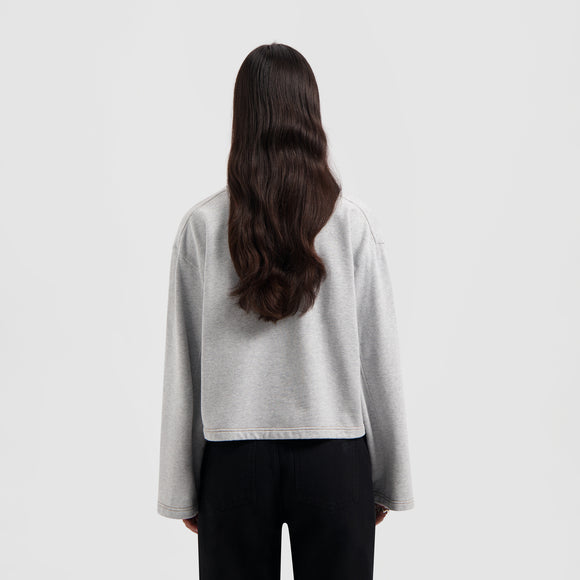 Contrast Retro Logo Crewneck - Heather Grey