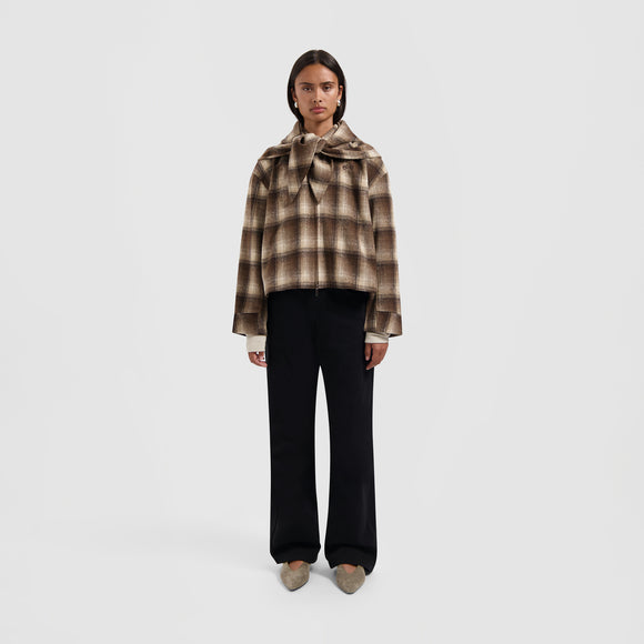 Checked Cropped Jacket - Check