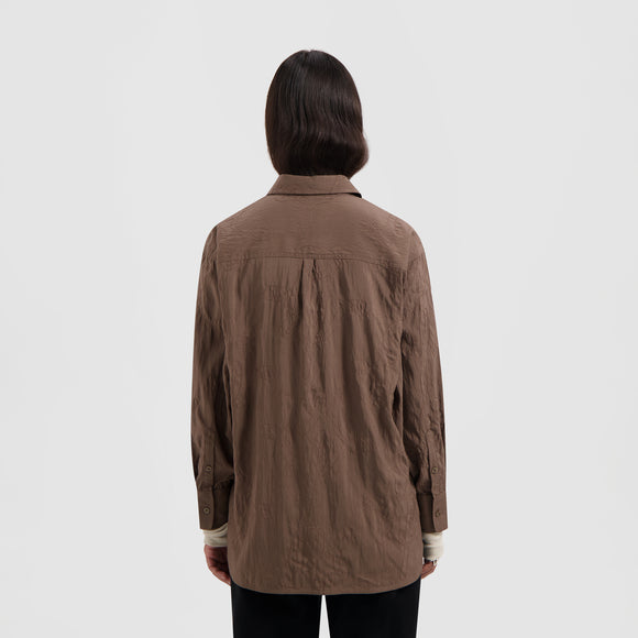 Monogram Embro Oversized Shirt - Taupe