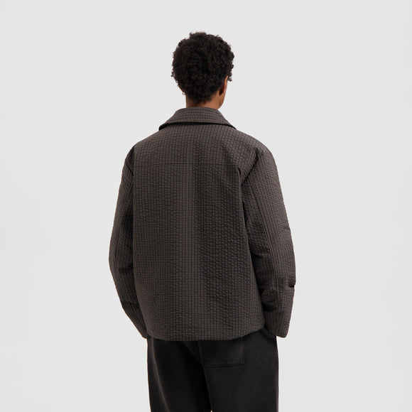 Checked Padded Coach Jacket - Hot Fudge