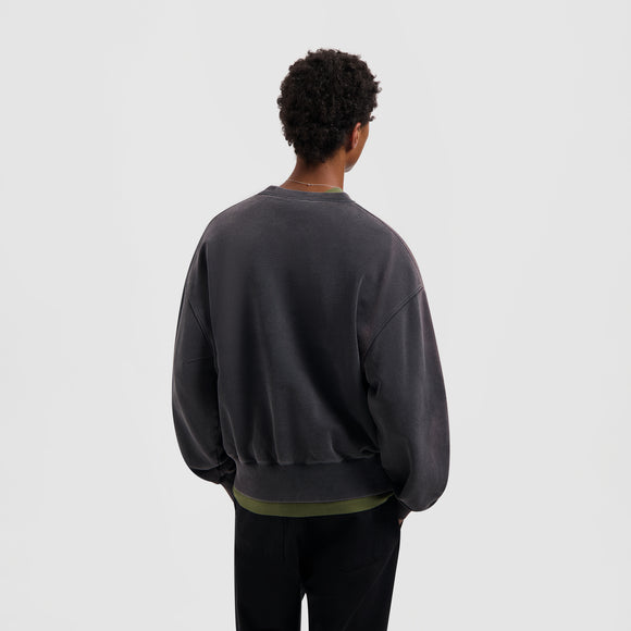 Washed Signature Boxy Crewneck - Charcoal