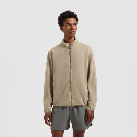 10 Year Textured Zip Mock - Greige