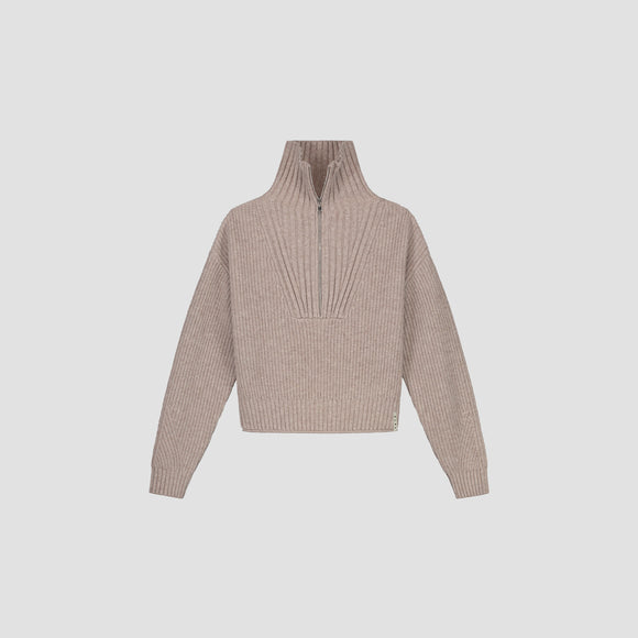 Merino Half Zip Knit - Oatmeal