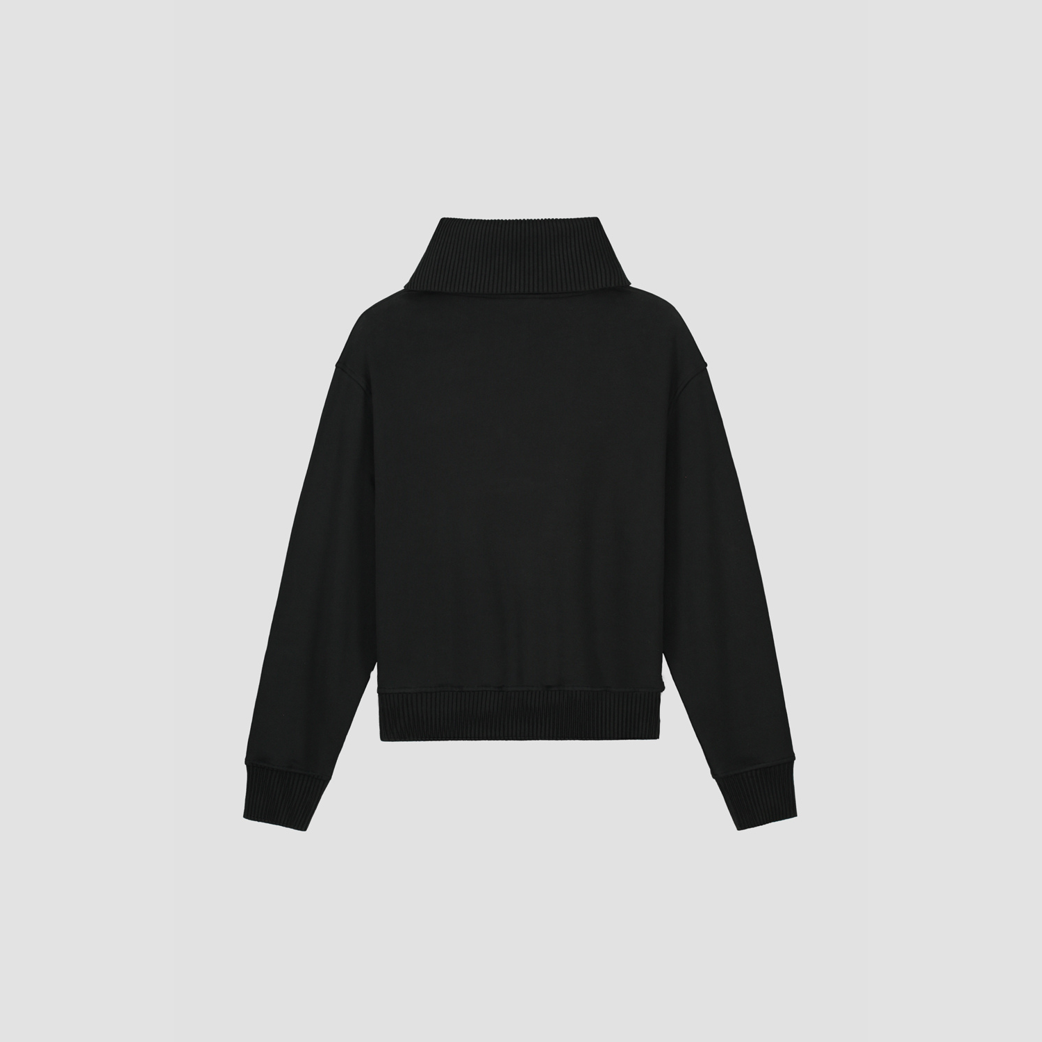 WMN Rib Zip Mock - Black