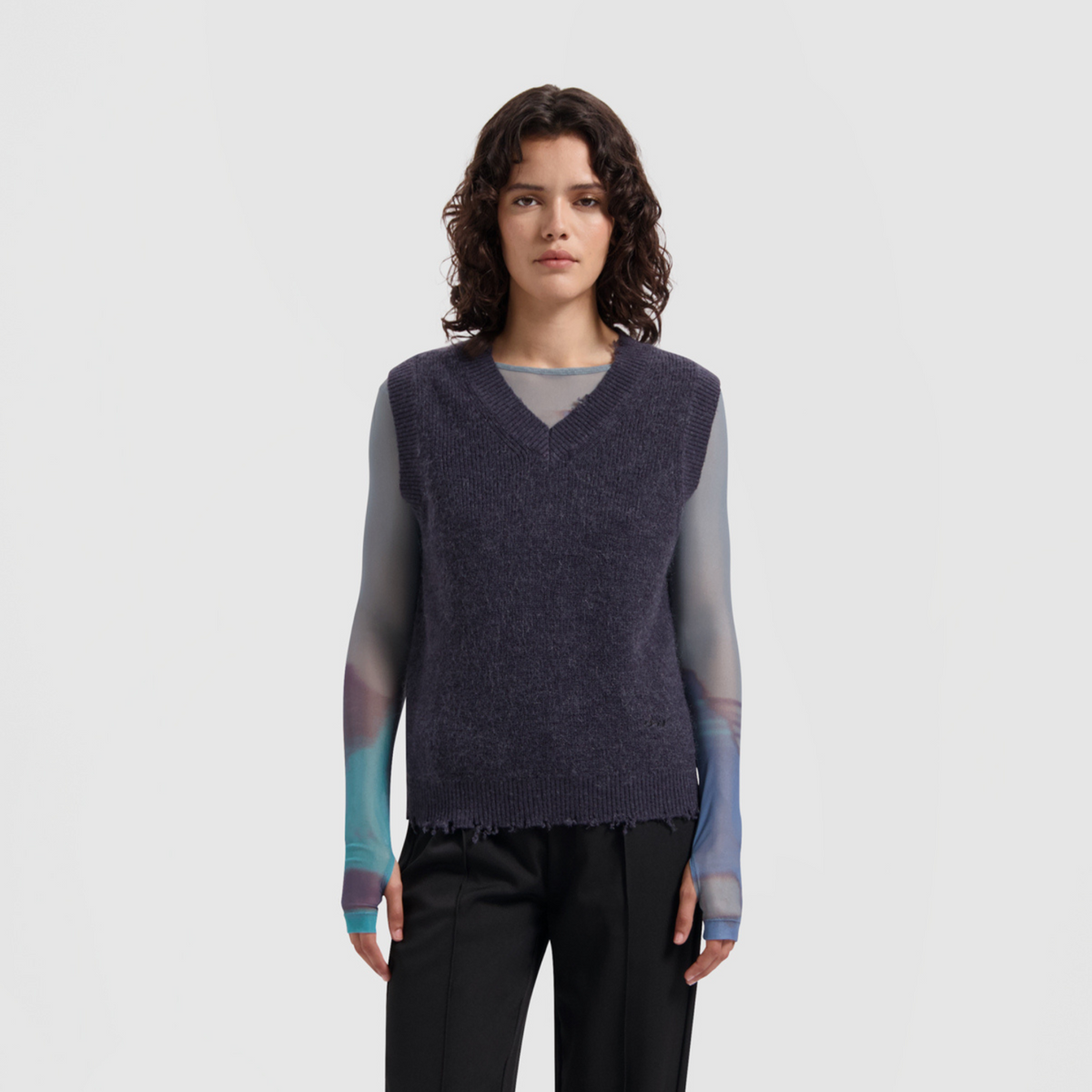 OLAF WMN MOHAIR KNITTED VEST | GREY