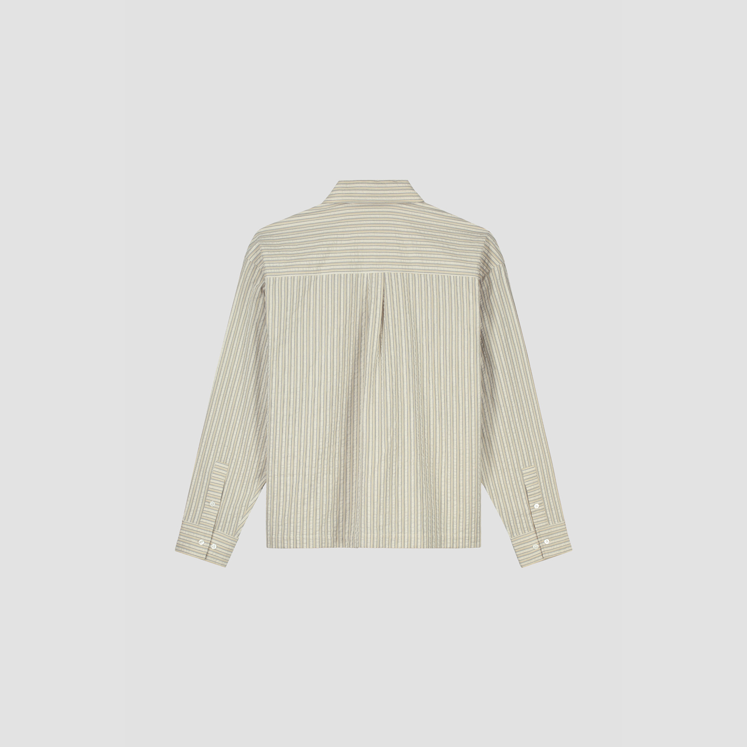 Seersucker Boxy Shirt - Cement