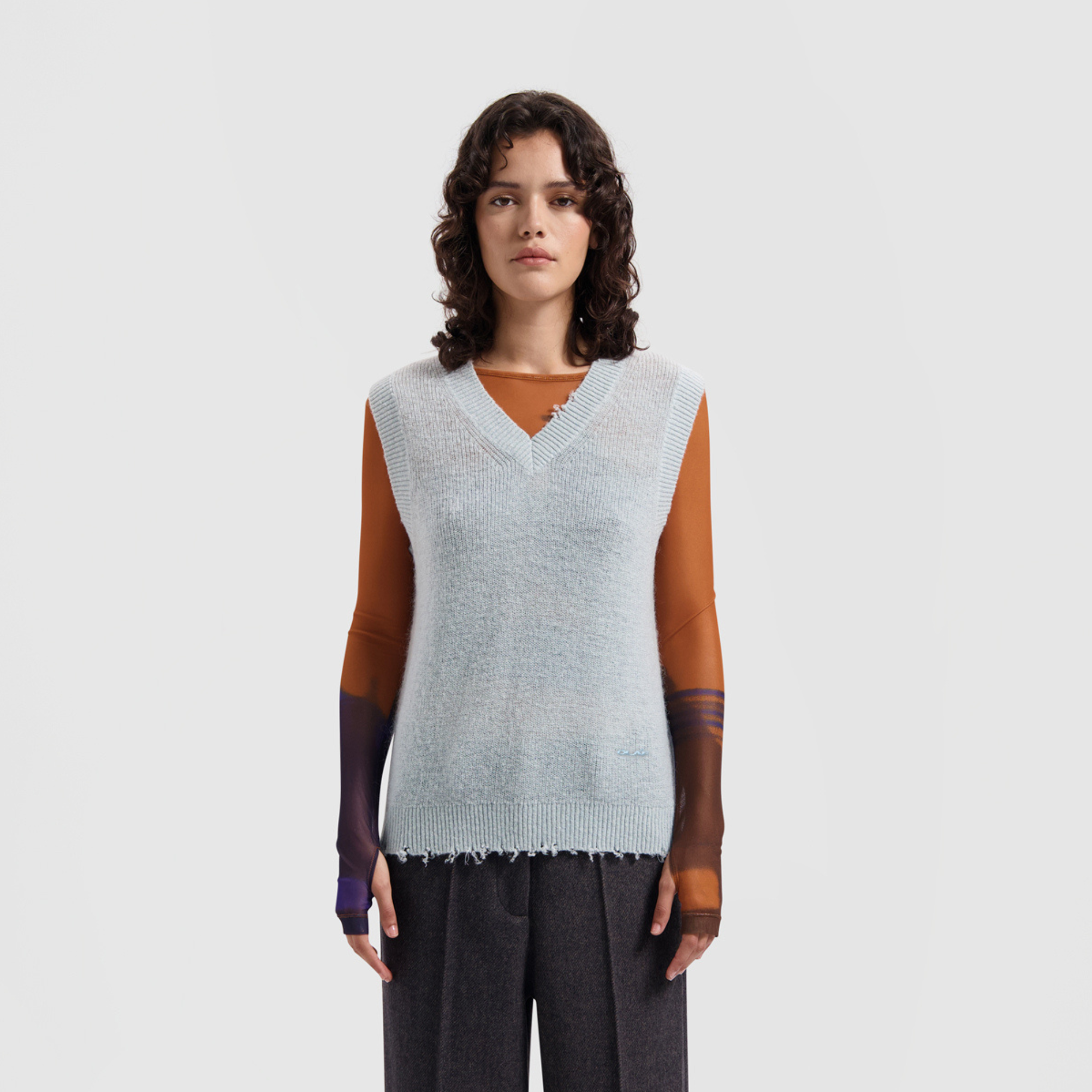 WMN Mohair Knitted Vest - Soft Blue