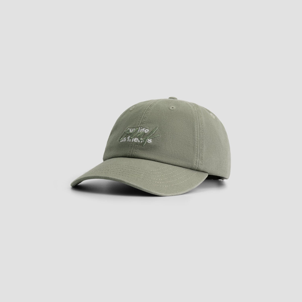 SCRIPT LOGO WASHED CAP | GREEN MILIEU