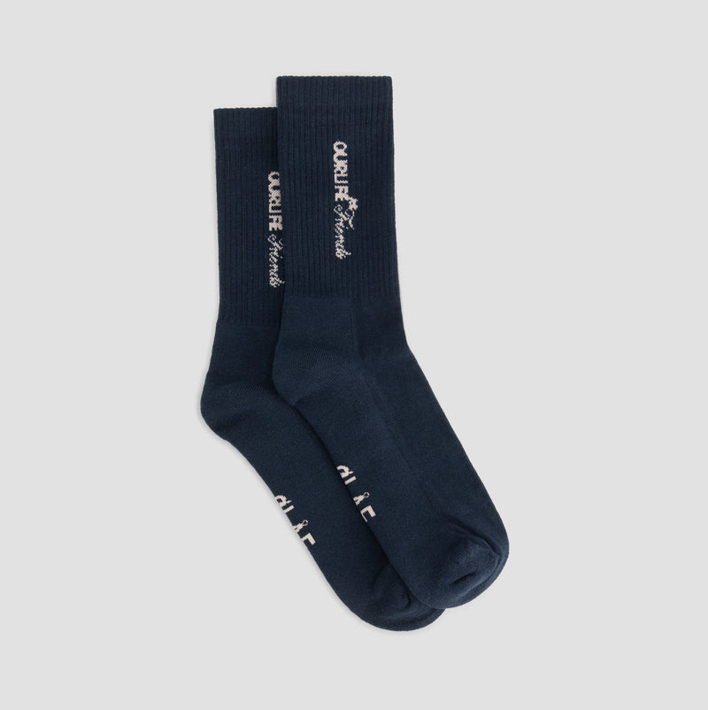 Script Friends Sock - Navy
