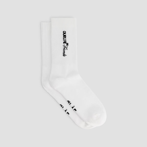 Script Friends Sock - Optical White