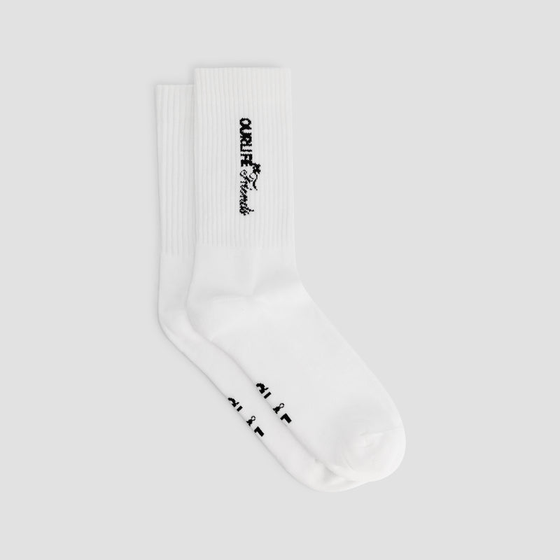 Script Friends Sock - Optical White